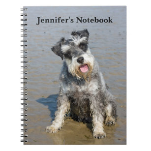 Schnauzer dog cute custom personalised girls name notebook