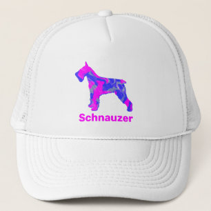 Schnauzer Dog Cute Pink & Blue Silhouette Trucker Hat