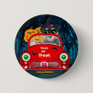schnauzer Dog Driving Car Scary Halloween 6 Cm Round Badge