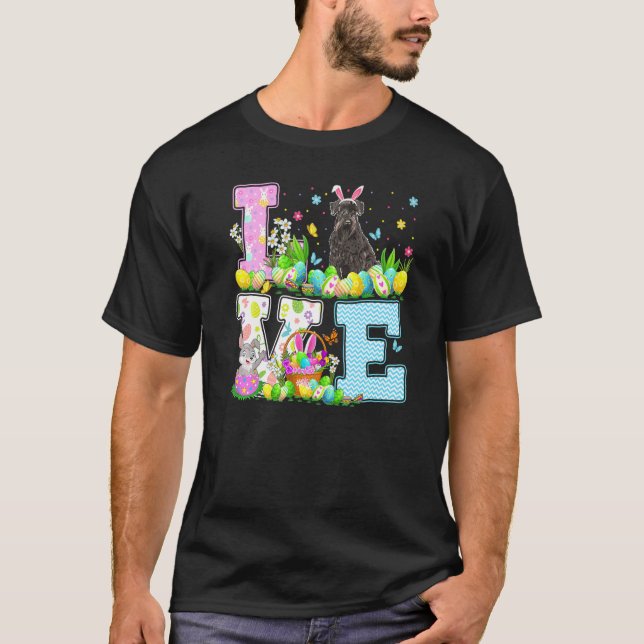 Schnauzer Dog Easter Egg Hunt  Love Schnauzer East T-Shirt (Front)