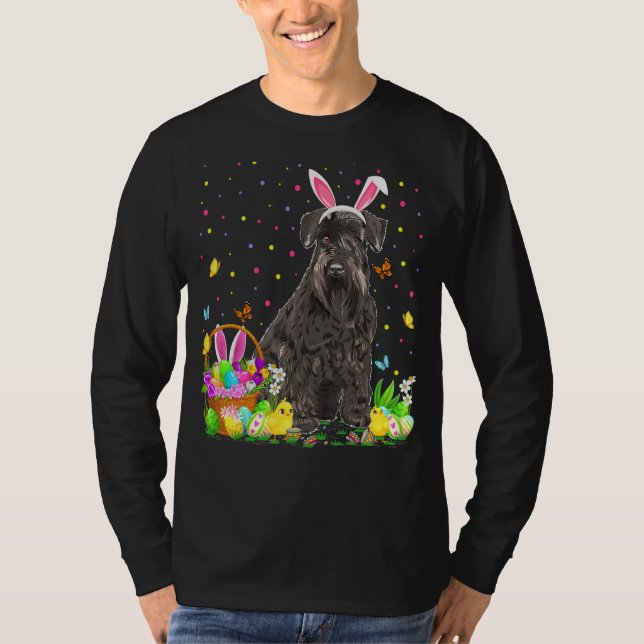 Schnauzer Dog Easter Egg Hunting Schnauzer Easter  T-Shirt (Front)