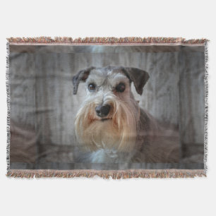 Schnauzer Dog face Throw Blanket