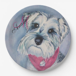 SCHNAUZER DOG FUN MONOGRAM PARTY PAPER PLATE