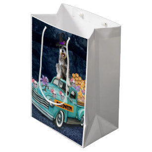 Schnauzer Dog Halloween Truck Scary Night  Medium Gift Bag