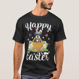 Schnauzer Dog Happy Easter Egg Hunt Bunny Ear East T-Shirt