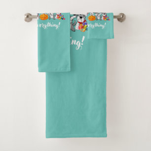 schnauzer dog happy everything thanksgiving xmas bath towel set