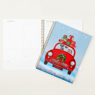 schnauzer Dog In Car With Santa Claus Planner