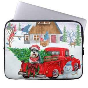 Schnauzer Dog In Christmas Delivery Truck Snow Laptop Sleeve