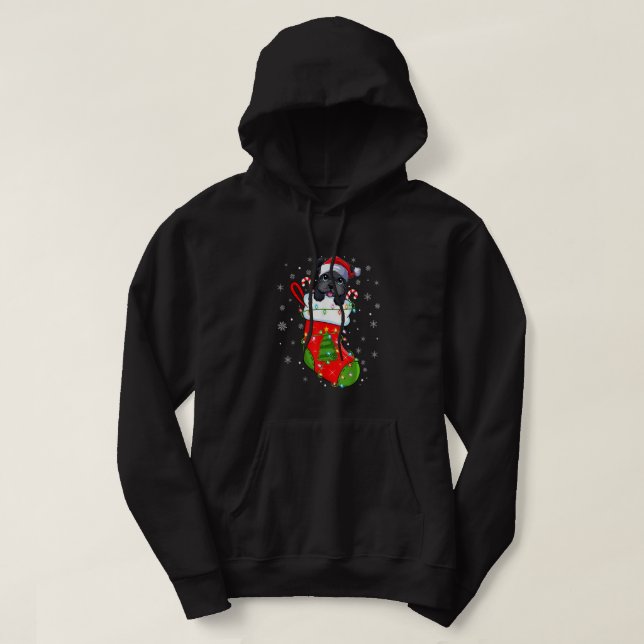 Schnauzer Dog In Christmas Socks Funny Santa Schna Hoodie (Design Front)