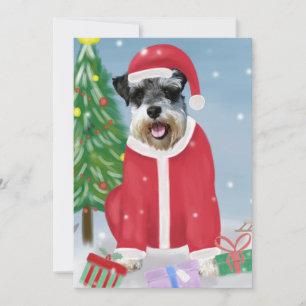 Schnauzer Dog in Snow Christmas  Card