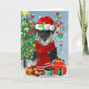 Schnauzer Dog in Snow Christmas Card