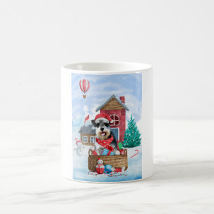 Schnauzer Dog In snow Christmas Dog House Coffee Mug