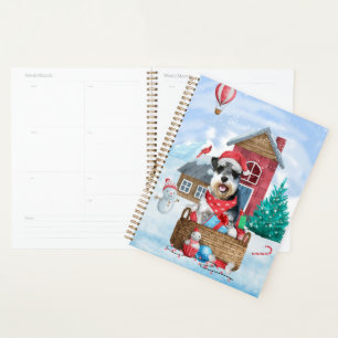 Schnauzer Dog In snow Christmas Dog House Planner