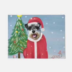 Schnauzer Dog in Snow Christmas  Doormat
