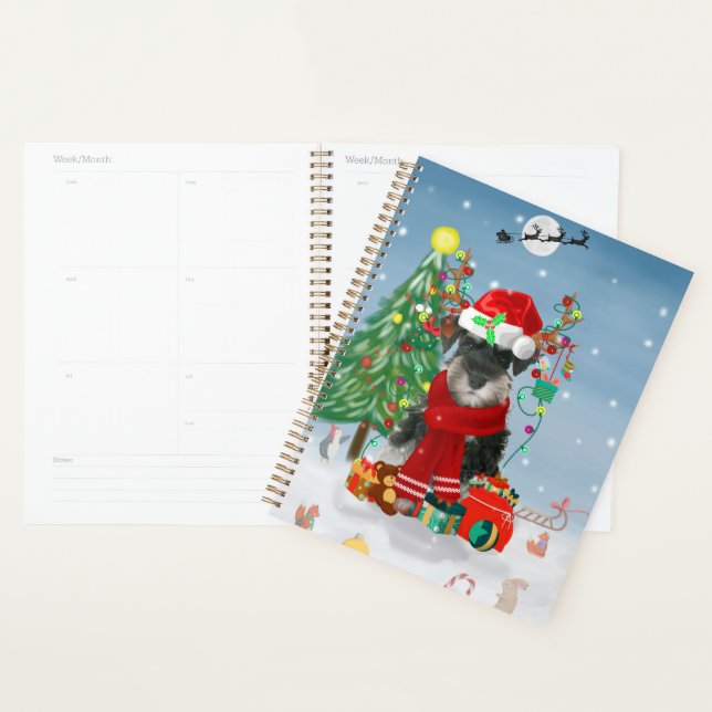 Schnauzer Dog in Snow Christmas  Planner (Display)