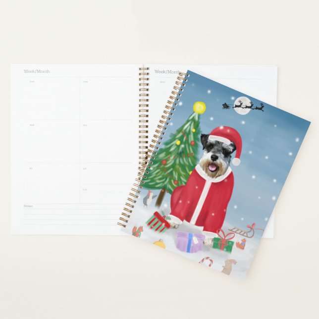 Schnauzer Dog in Snow Christmas  Planner (Display)