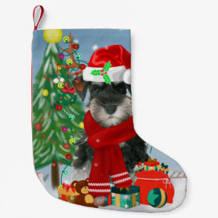 Schnauzer Dog in Snow Christmas Small Christmas Stocking