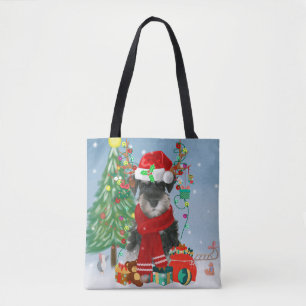Schnauzer Dog in Snow Christmas  Tote Bag