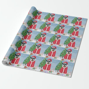 Schnauzer Dog in Snow Christmas Wrapping Paper