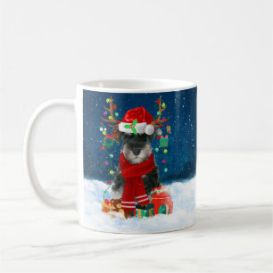 Schnauzer Dog in Snow with Christmas Gifts  Coffee Mug