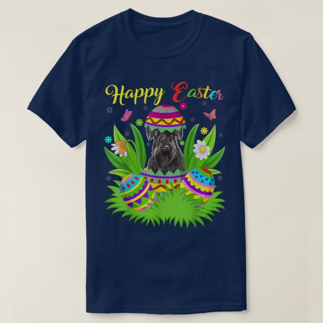 Schnauzer Dog Lover Floral Easter Egg Funny Schnau T-Shirt (Design Front)