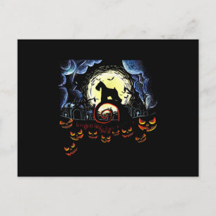 Schnauzer Dog & Moon Funny Halloween Costume gift Announcement Postcard