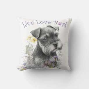 Schnauzer Dog Mum Floral Cushion