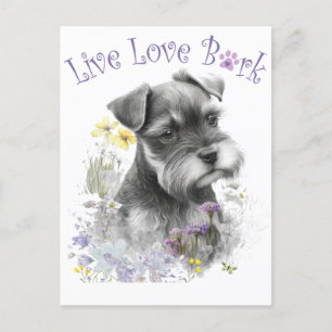 Schnauzer Dog Mum Floral Postcard