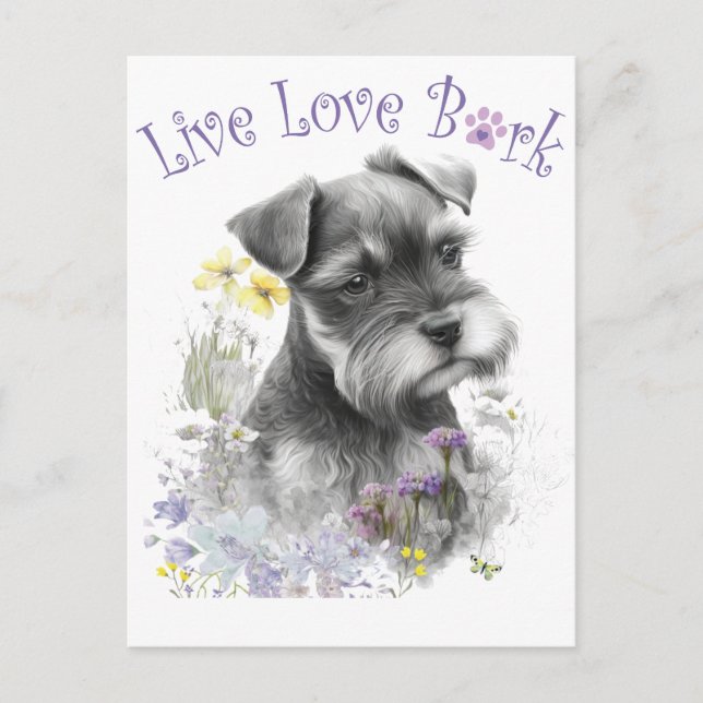 Schnauzer Dog Mum Floral Postcard (Front)