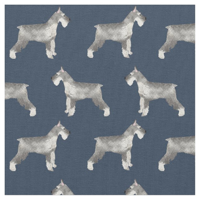 schnauzer dog navy blue fabric (Close Up)