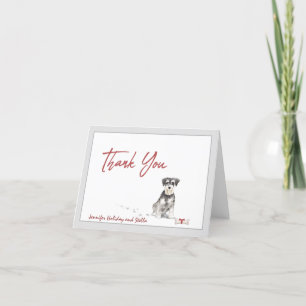 Schnauzer Dog Personalised with Bone and Ribbon   Thank You Card