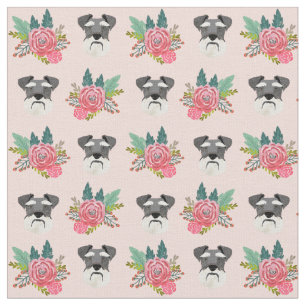 Schnauzer dog pink florals fabric