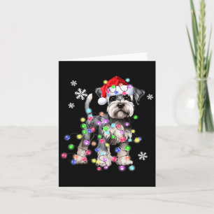 Schnauzer Dog Reindeer Christmas Lights Ugly Xmas  Card