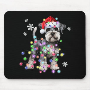 Schnauzer Dog Reindeer Christmas Lights Ugly Xmas Mouse Mat