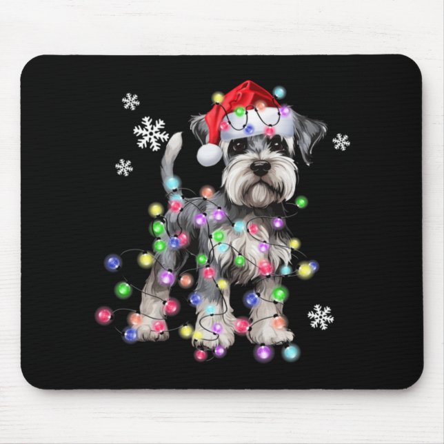 Schnauzer Dog Reindeer Christmas Lights Ugly Xmas  Mouse Mat (Front)
