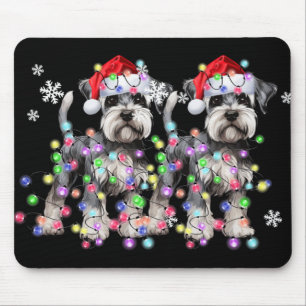 Schnauzer Dog Reindeer Christmas Lights Ugly Xmas Mouse Mat