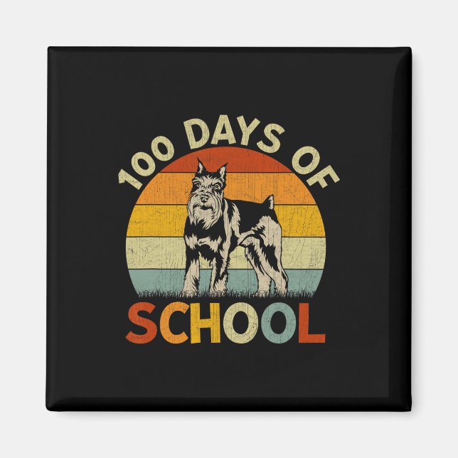 Schnauzer Dog Retro Boys Girls 100th Day Of School Magnet (Front)