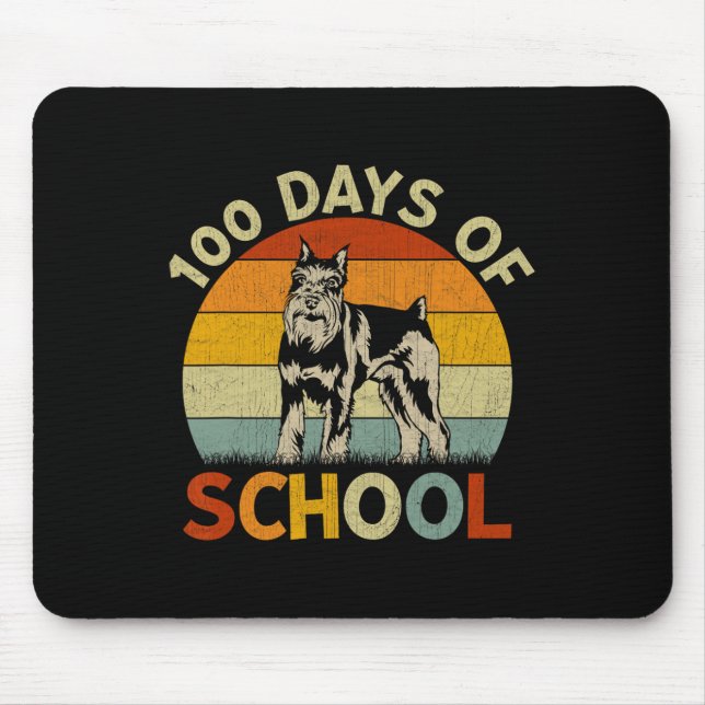 Schnauzer Dog Retro Boys Girls 100th Day Of School Mouse Mat (Front)