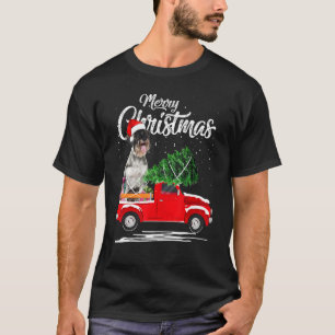 Schnauzer Dog Ride Red Truck Christmas Pajama T-Shirt