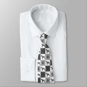 Schnauzer Dog Silhouette Black White Grey Tie