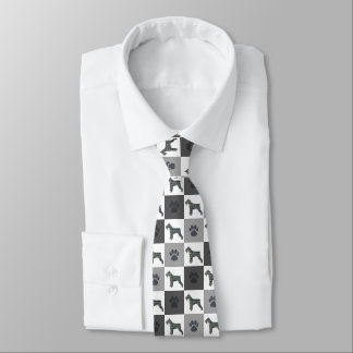 Schnauzer Dog Silhouette Black White Grey Tie