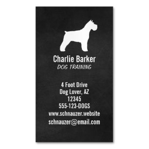 Schnauzer Dog Silhouette Chalkboard Style Vertical Magnetic Business Card
