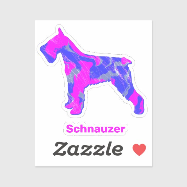 Schnauzer Dog Silhouette Crazy Hot Pink Square Sti (Sheet)