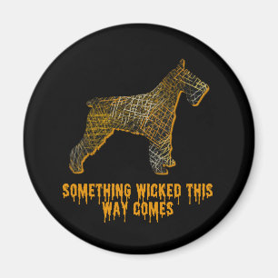 Schnauzer Dog Silhouette Fun OrangeBlack Halloween Magnet