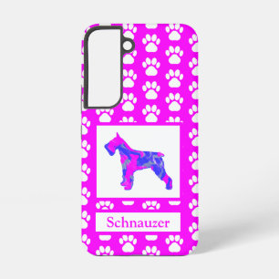 Schnauzer Dog Silhouette Paw Pink Blue Pink Samsung Galaxy Case