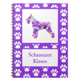 Schnauzer Dog Silhouette Paw Purple PY&B Notebook