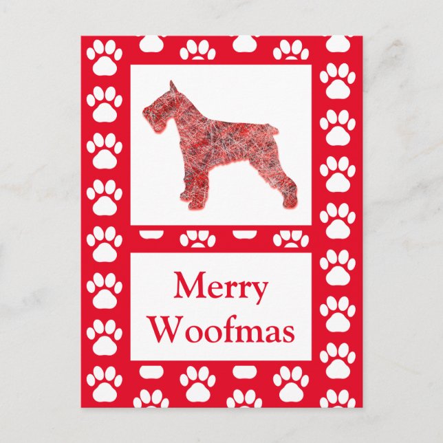 Schnauzer Dog Silhouette Red Merry Christmas Postcard (Front)