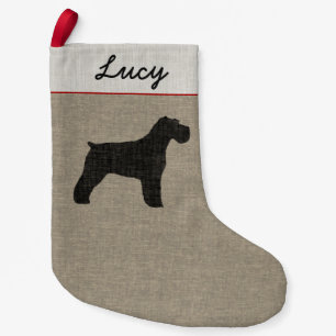 Schnauzer Dog Silhouette with Natural Floppy Ears Small Christmas Stocking