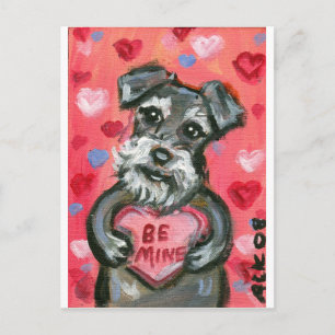 Schnauzer dog Valentine Holiday Postcard