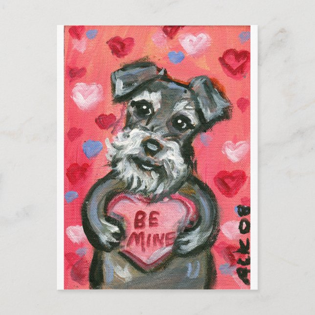 Schnauzer dog Valentine Holiday Postcard (Front)